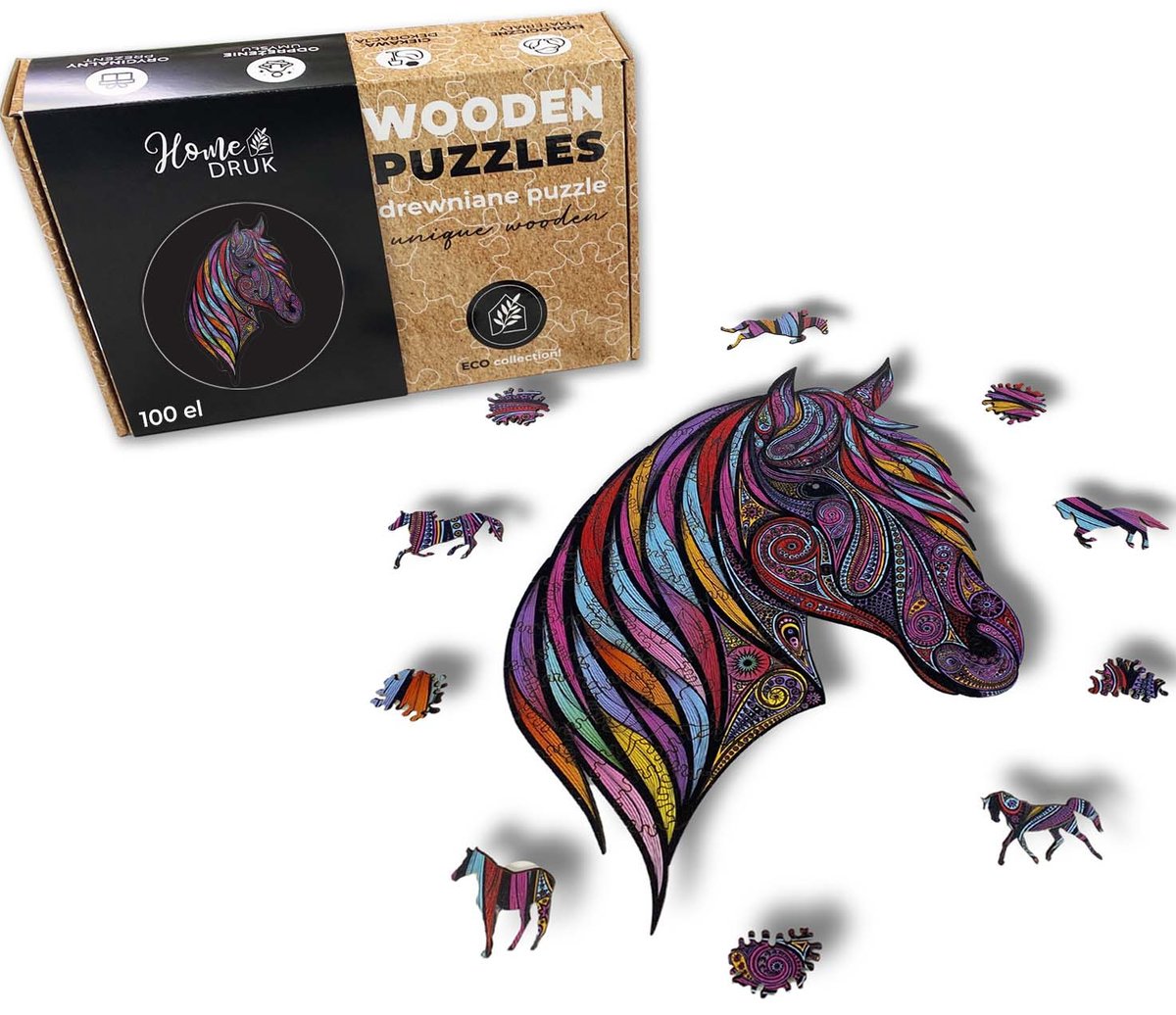 Puzzle Drewniane dla dzieci i dorosłych Koń Horse