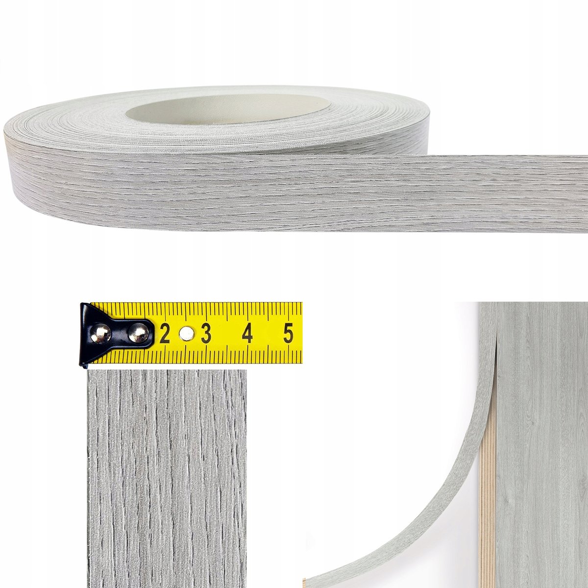Klejowe Obrzeże Meblowe Dąb Szary Na Biurko Meble Stół Regał 40mm x 5m