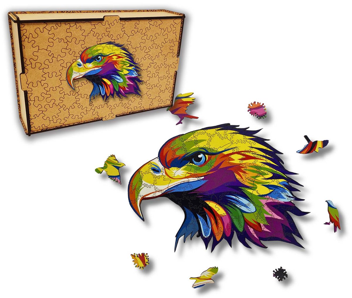 Puzzle Drewniane dla dzieci i dorosłych Orzeł Eagle w pudełku drewnianym