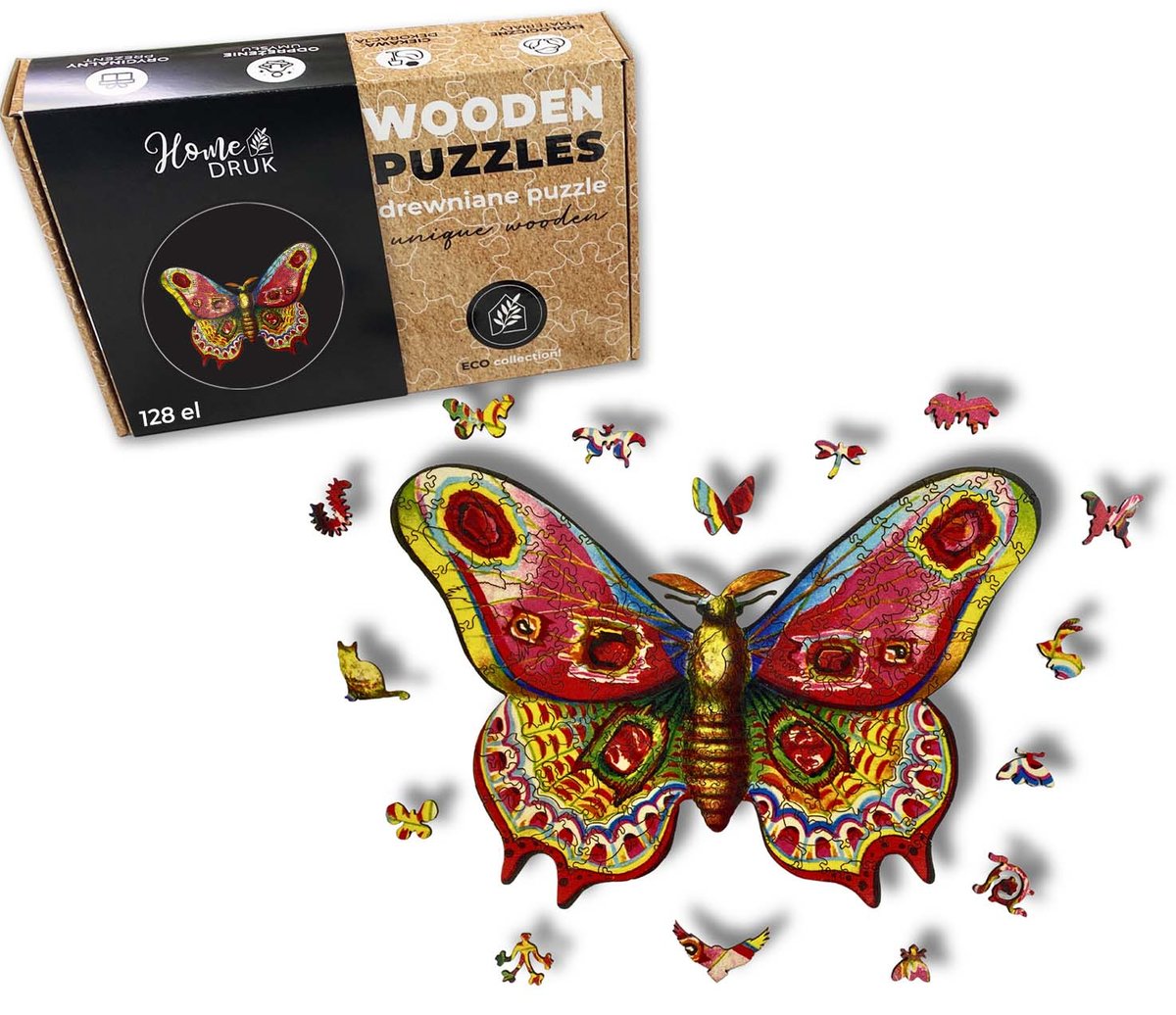 Puzzle Drewniane dla dzieci i dorosłych Motyl 3 Butterfly 3