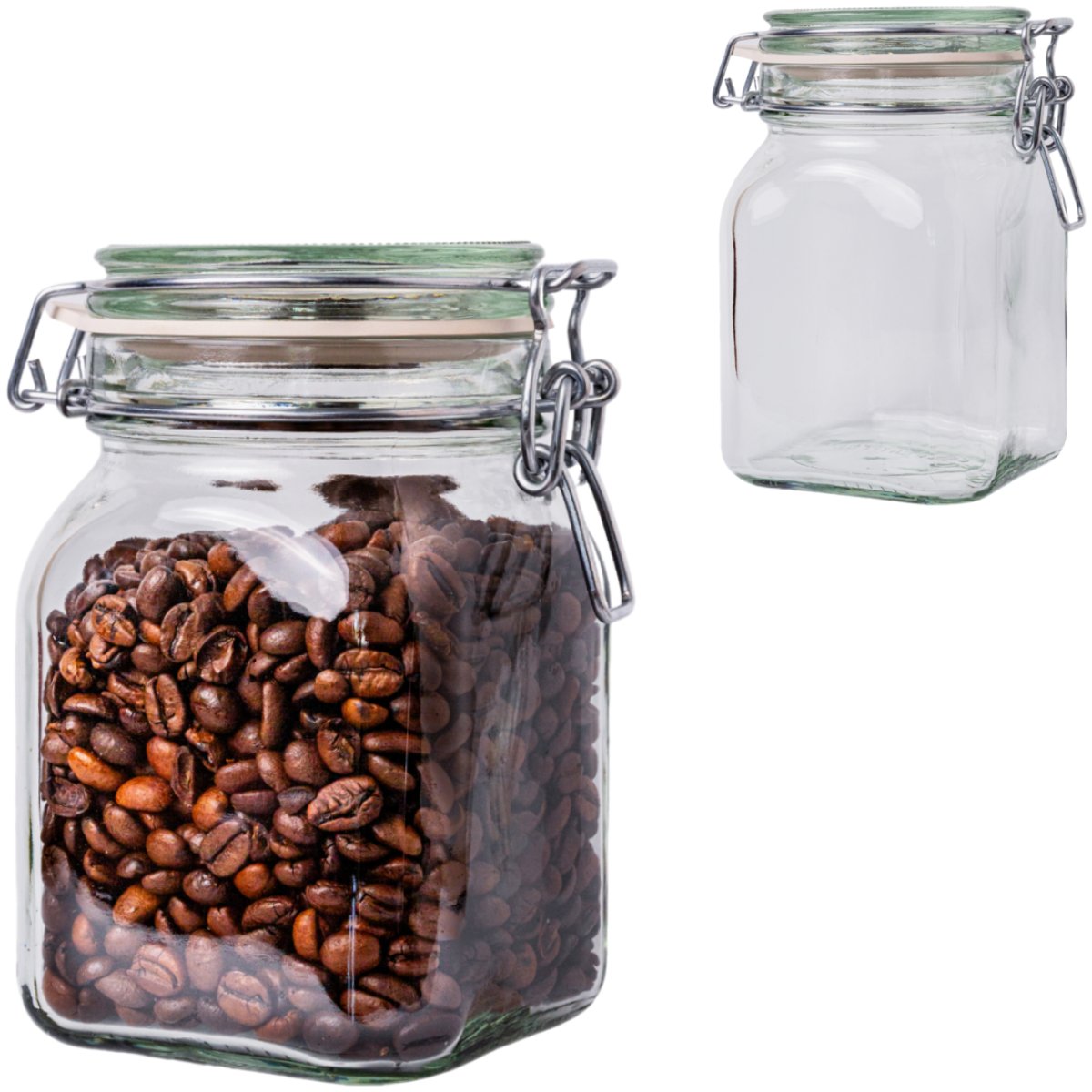 750ml SŁOIK hermetyczny z pokrywką szklaną i klamrą na kawę herbatę 0,75l