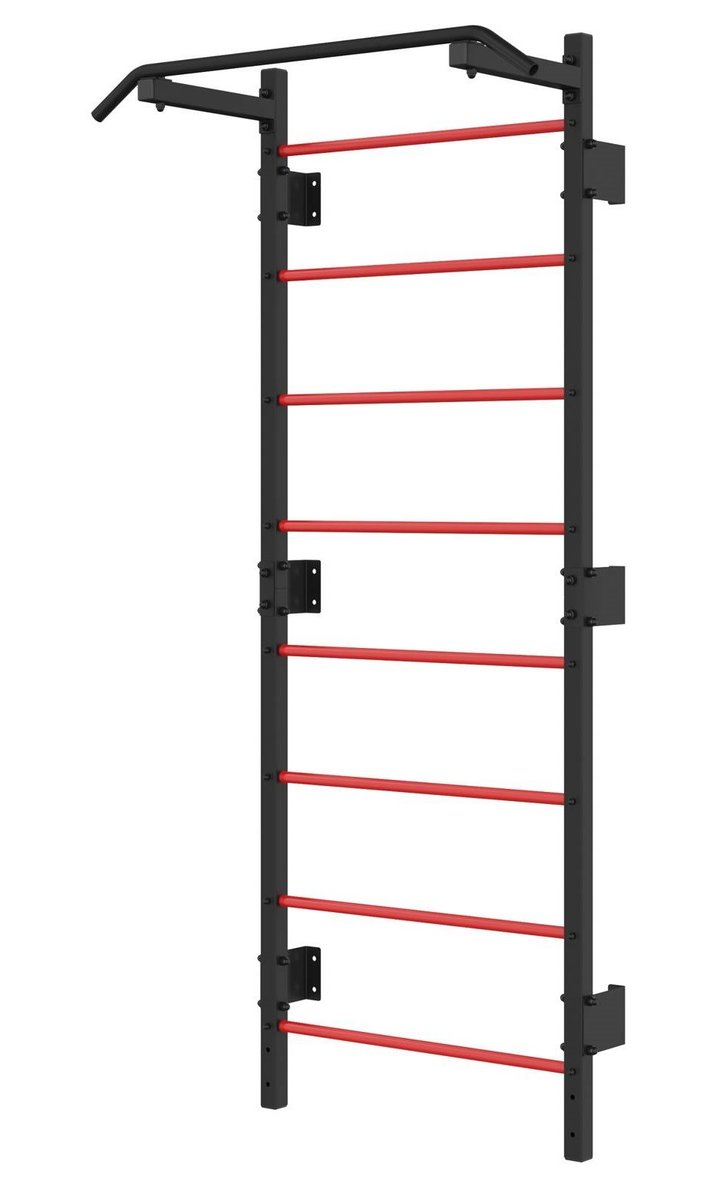 Drabinka gimnastyczna metalowa UNDERFIT 228 x 115 cm z drążkiem czerwona