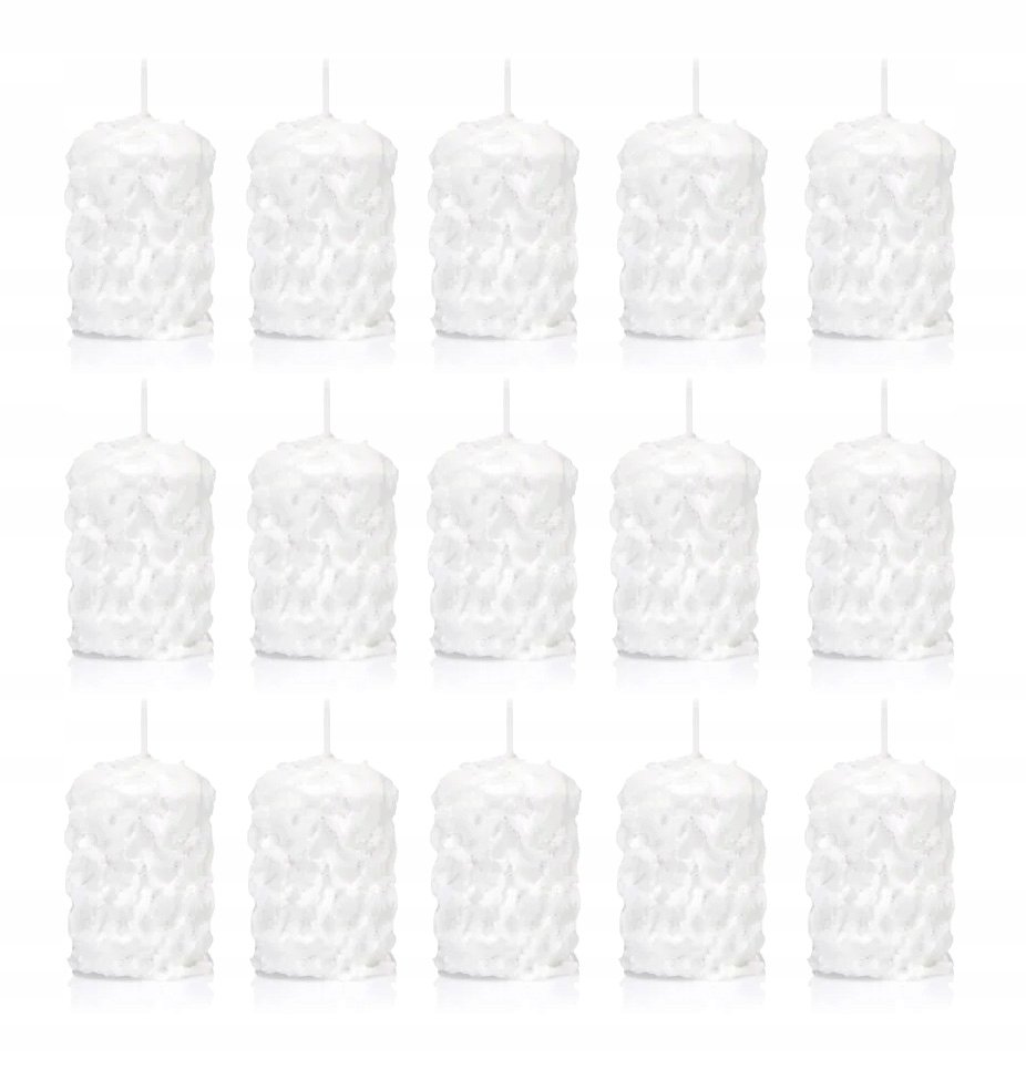 15x ŚWIECE świeczki BIAŁE śnieżynki walec 6/4,5cm