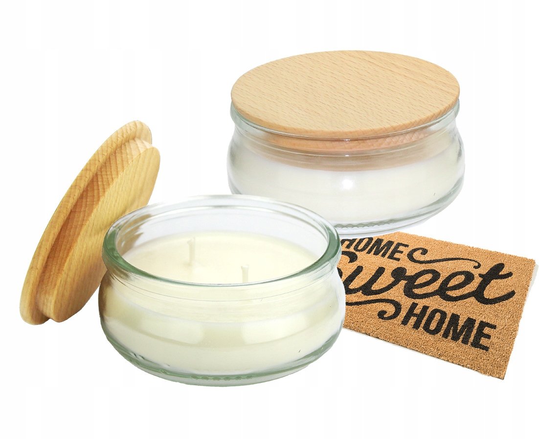 2x Świece sojowe zapachowe z drewnianą pokrywką zapach sweet home 210 ml