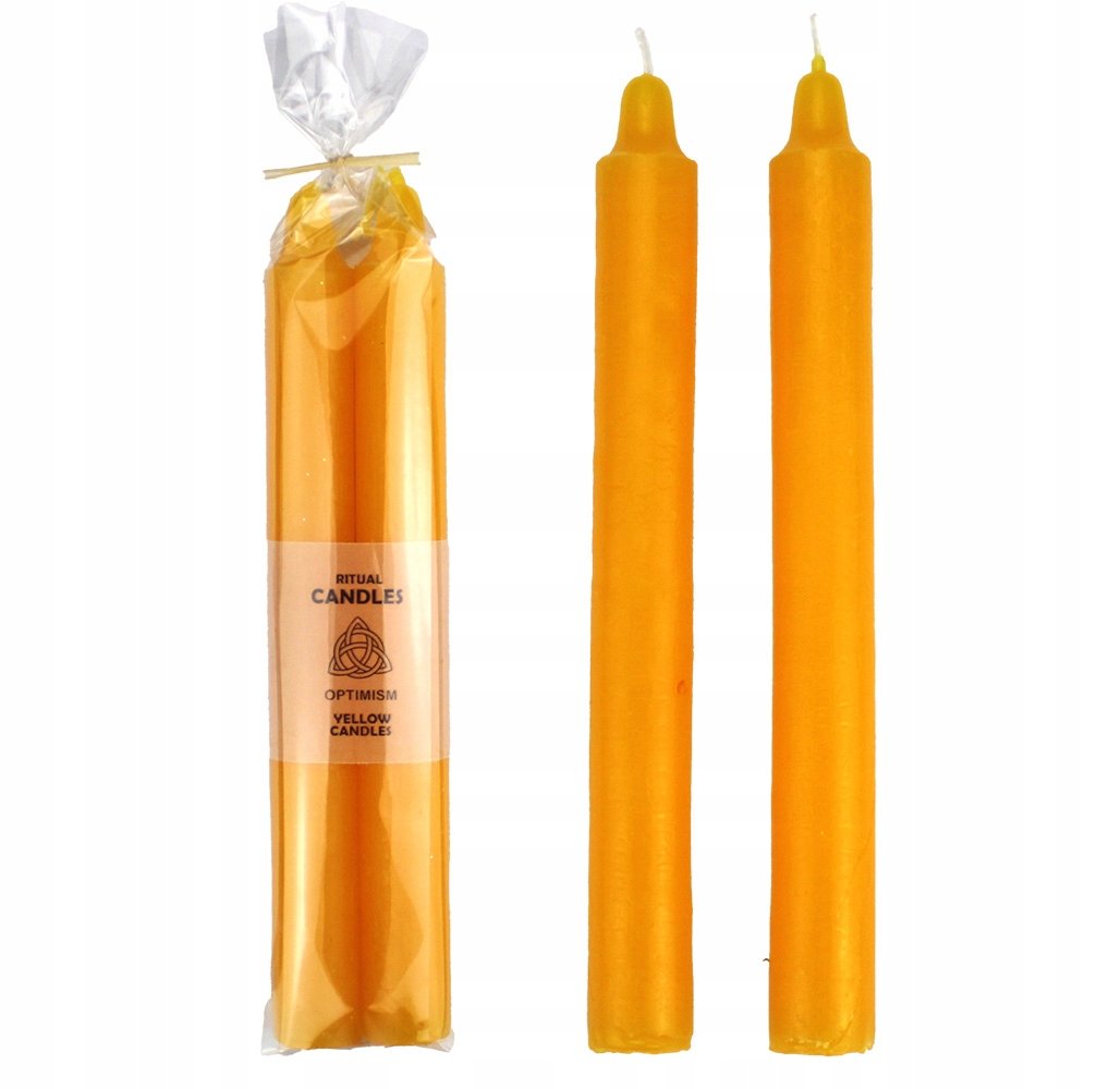 Świece intencyjne świece rytualne OPTYMIZM zestaw żółtych świec 2 sztuki