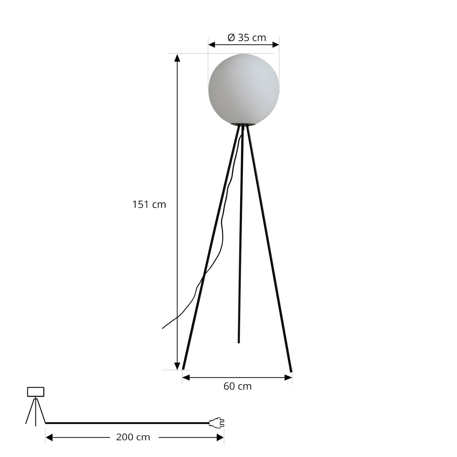 Lampa stojąca Lucande Kestralia, biały, szkło, Ø 35 cm, E27