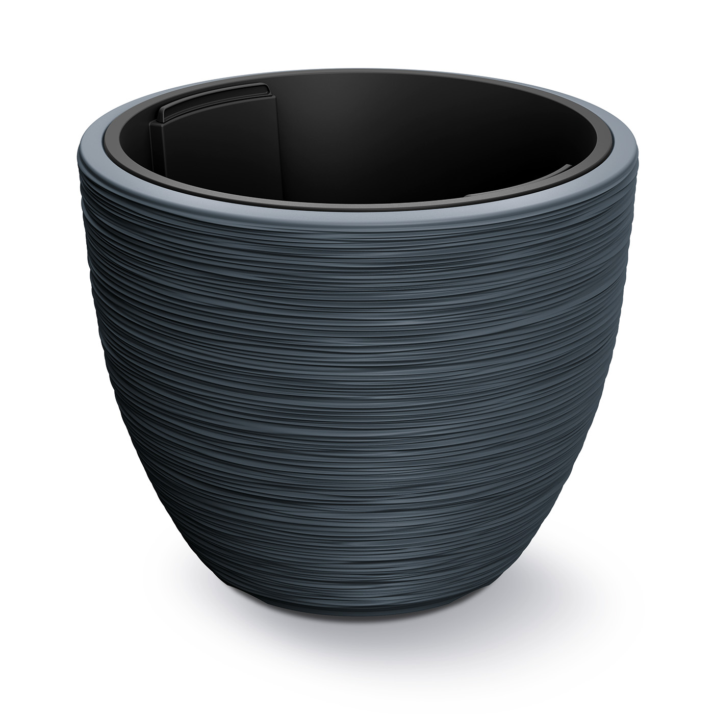 Doniczka z rowkami antracytowa plastikowa 40x32cm