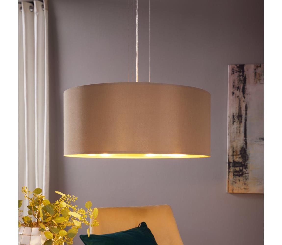 Eglo 78693 - Żyrandol na lince MASERLO 3xE27/60W/230V śr. 53 cm beżowy/miedź