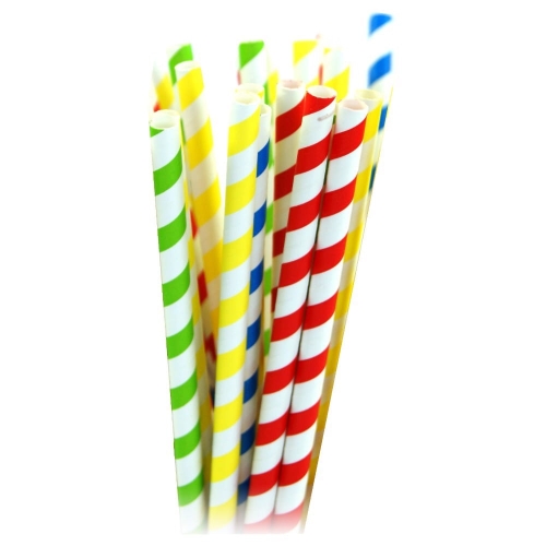 Słomki papierowe 20cm śr.8 paski 8szt Tamipol