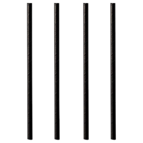 Słomki papierowe 20cm śr.8 czarne 100szt Papstar