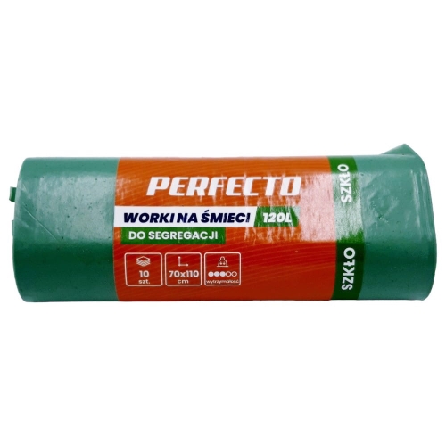 Worki na śmieci 120L 70x110 zielone 10szt Perfecto