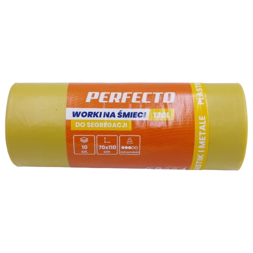 Worki na śmieci 120L 70x110 żółte 10szt Perfecto