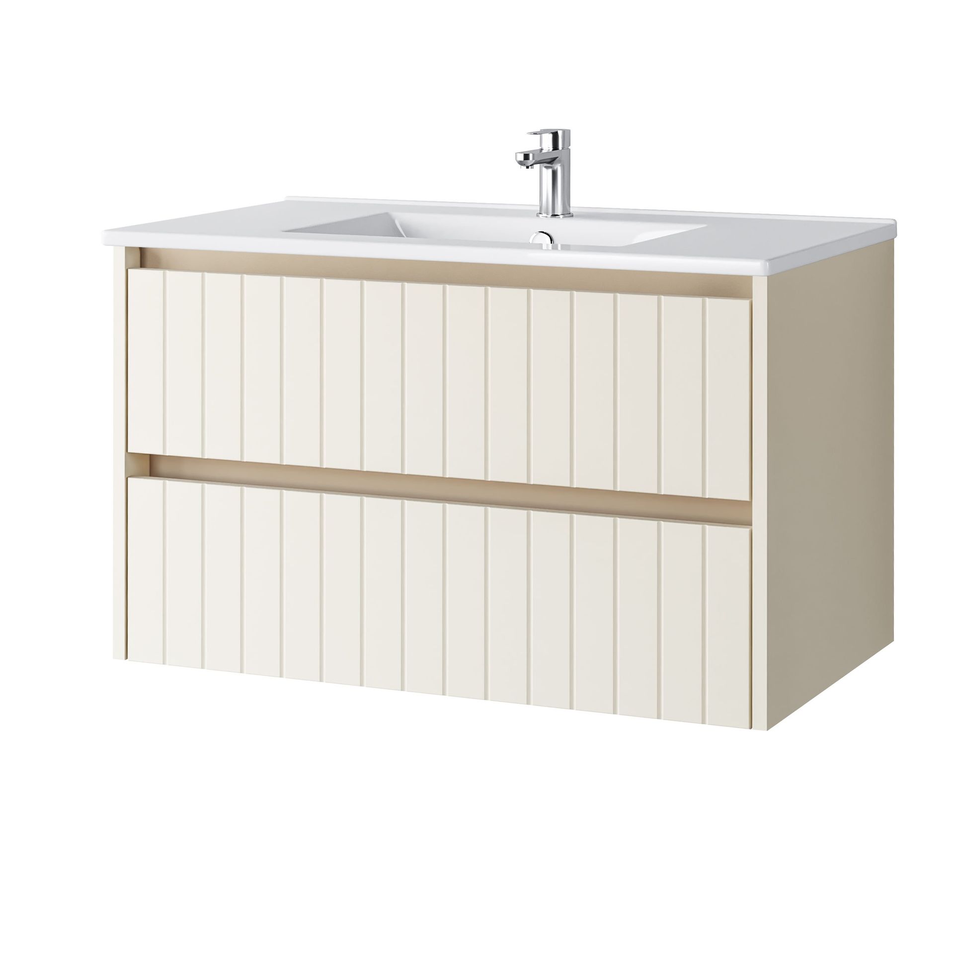 Szafka łazienkowa z umywalką Uptrend Melito 80 cm almond mat 002-SU80-02+UP4530-800