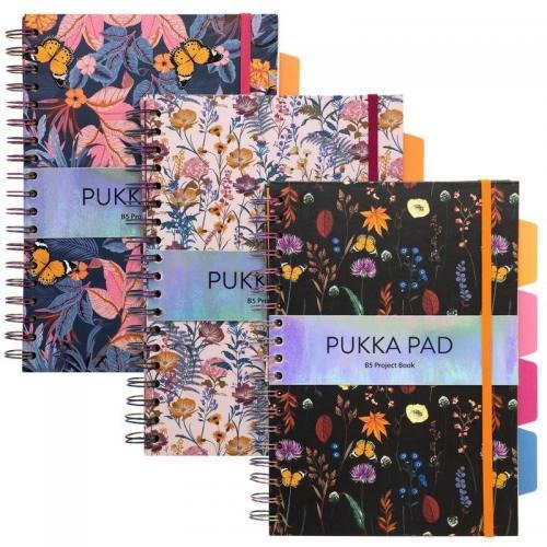 Paczka Kołozeszyt Pukka Pad B5 Project Book Bloom 3 Szt Mix