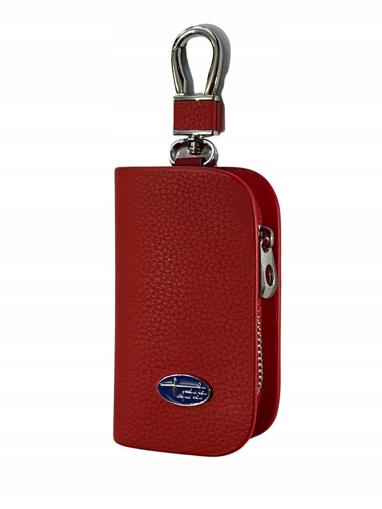SKÓRZANE ETUI na klucze SUBARU logo KLUCZYK samochodowy ELEGANCKI czerwony