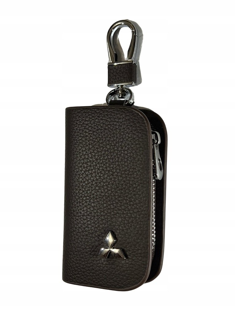 SKÓRZANE ETUI na klucze MITSUBISHI logo KLUCZYK brelok ELEGANCKI brąz
