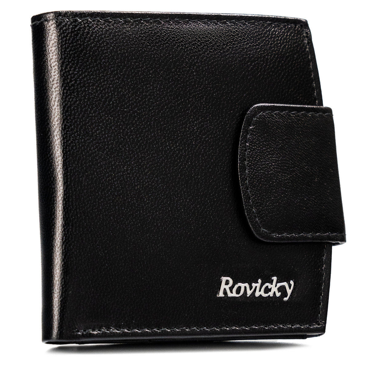 Mały portfel damski elegancki portfel na karty z ochroną RFID portmonetka na zatrzask Rovicky, czarny