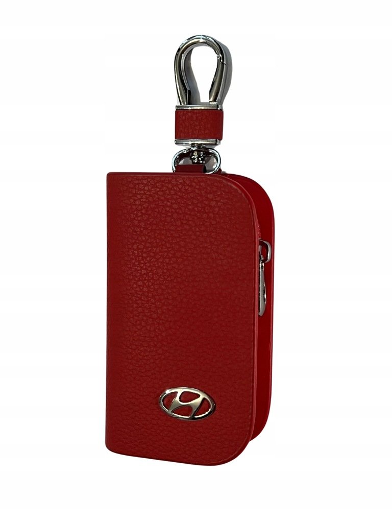 SKÓRZANE ETUI na klucze HYUNDAI logo KLUCZYK samochodowy ELEGANCKI czerwony