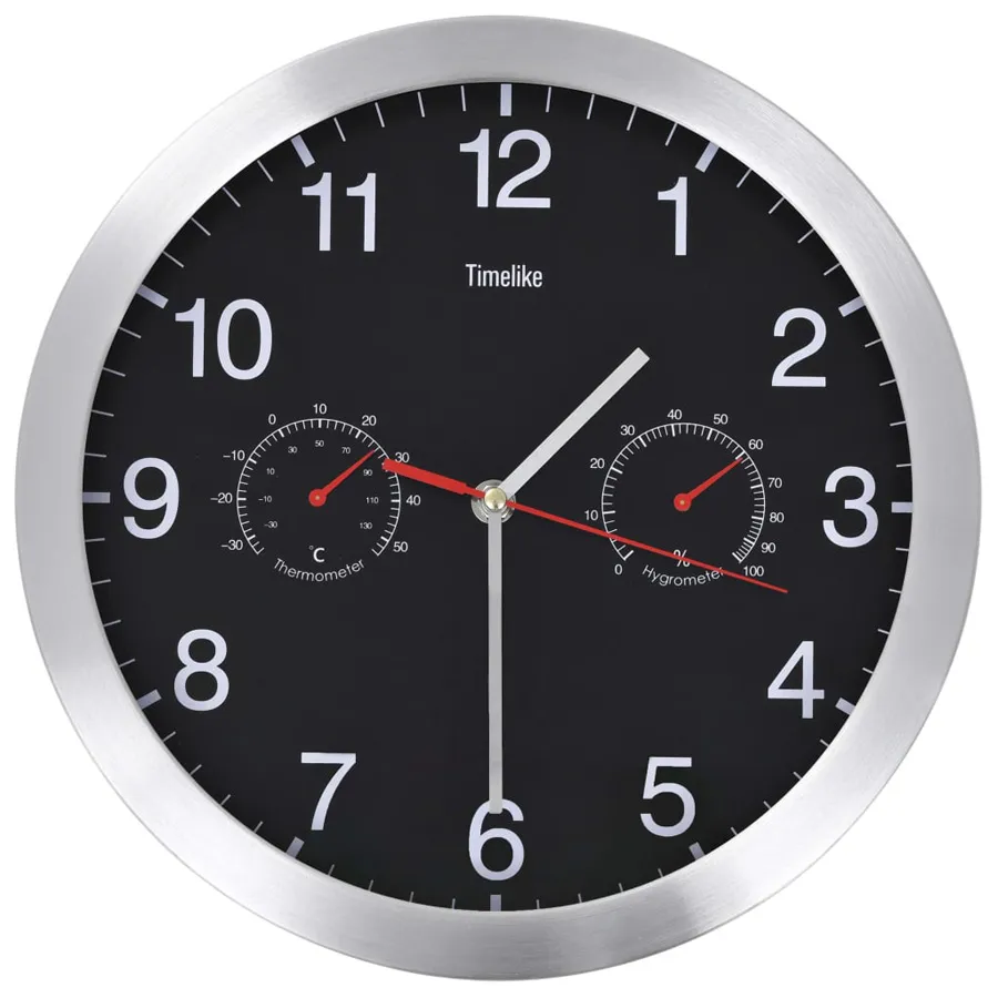 Czarny okrągły zegar ścienny 30 cm F6-N03