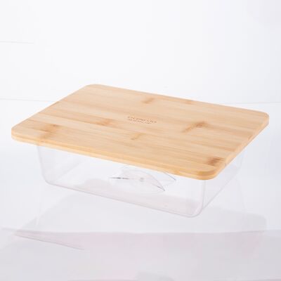 Patera bambusowa z kloszem plastikowym 25 x 19,5 x 7,5 cm