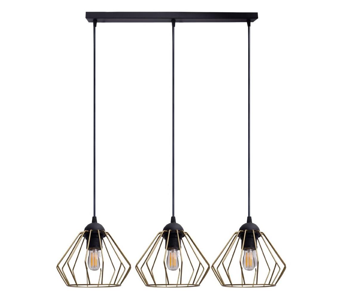 Żyrandol na lince CEED GOLD 3xE27/60W/230V czarny/złoty