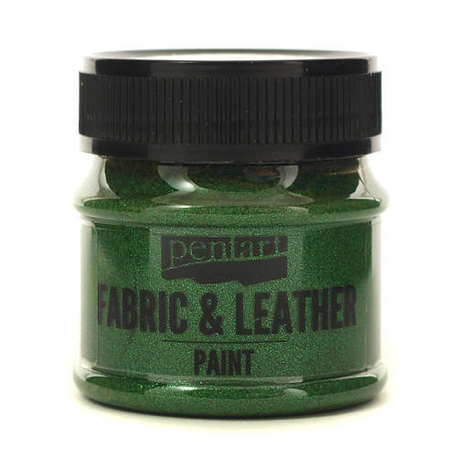 Pentart, farba do tkanin i skóry, zielona brokatowa, 50 ml