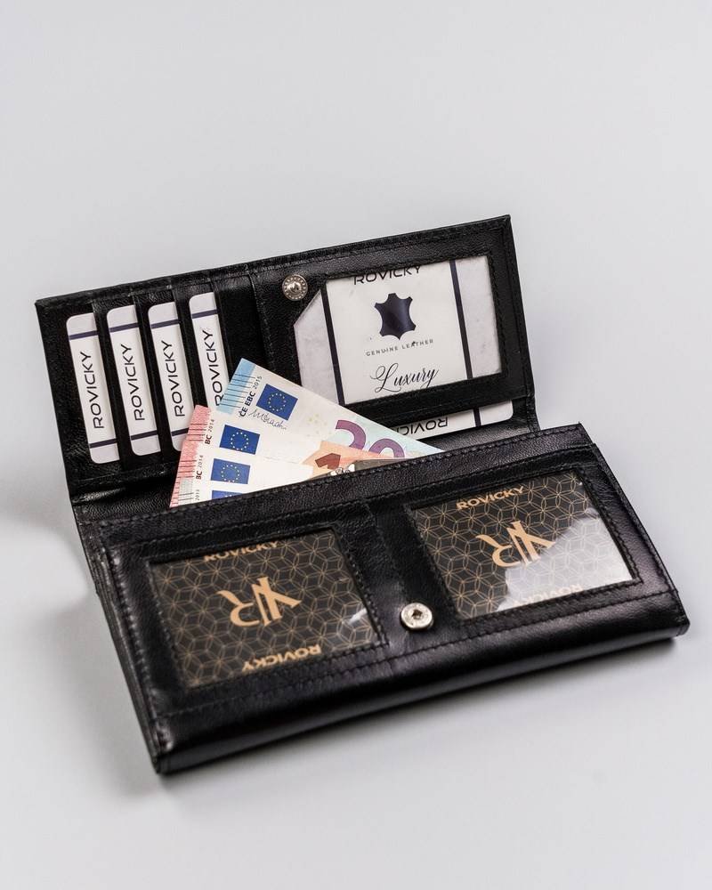 Duży skórzany portfel z systemem rfid protect