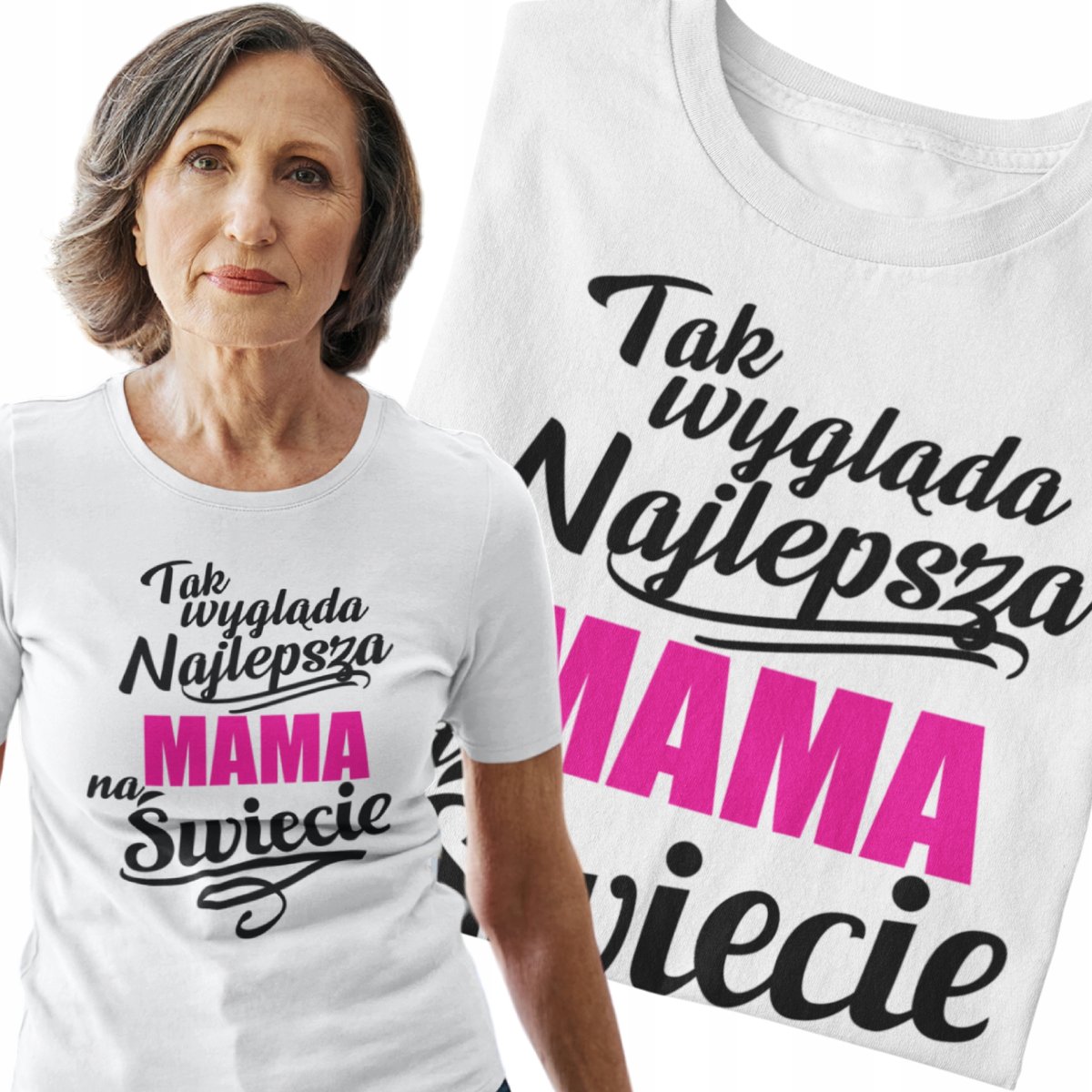Prezent na Dzień Mamy Koszulka z nadrukiem Tak wygląda najlepsza Mama na świecie L / Aradena