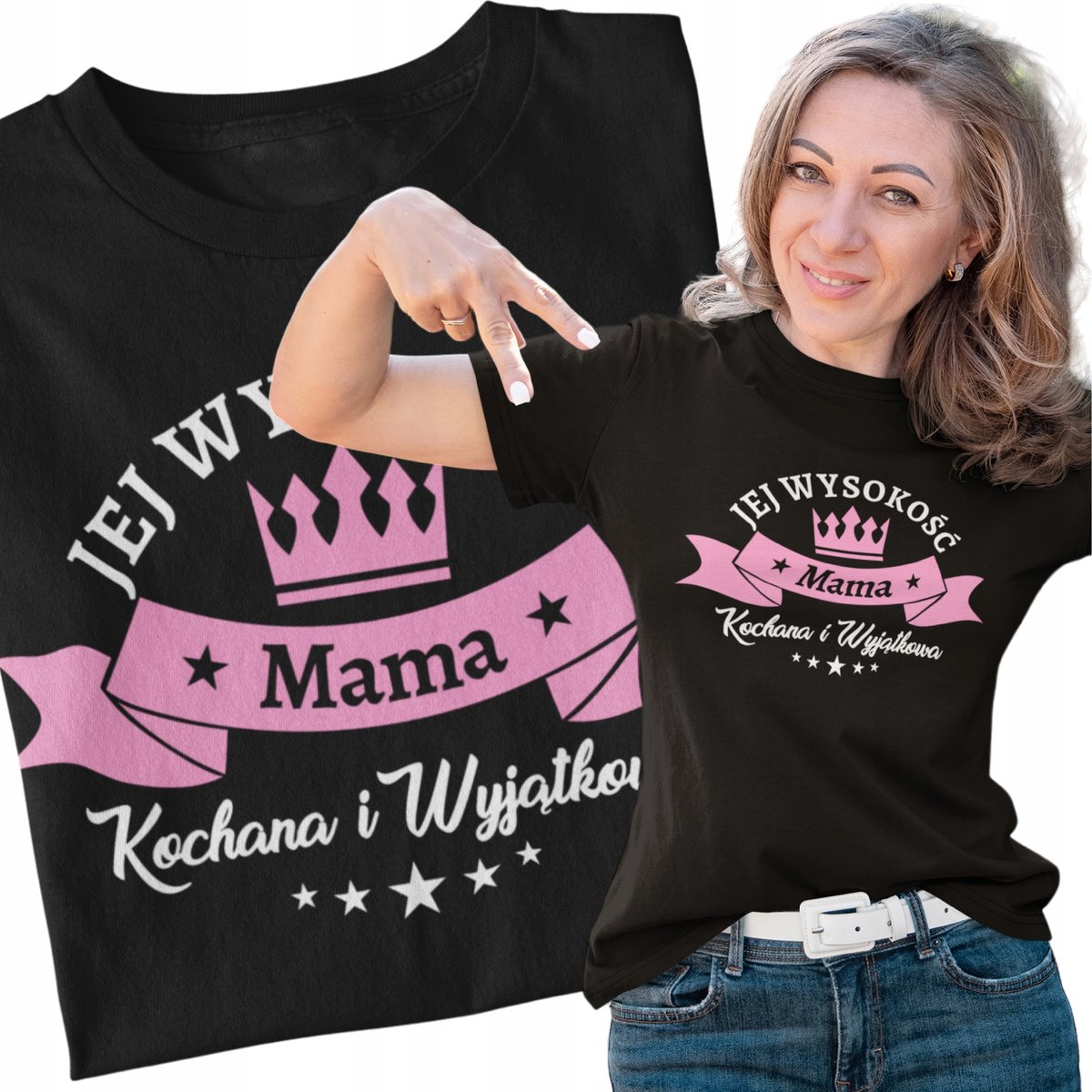 Prezent na Dzień Mamy Koszulka z nadrukiem Jej wysokośćMama L / Aradena