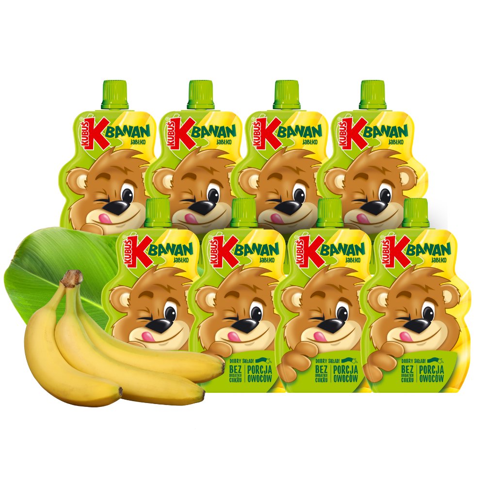 Kubuś Mus 100% banan jabłko 100 g x 8 sztuk
