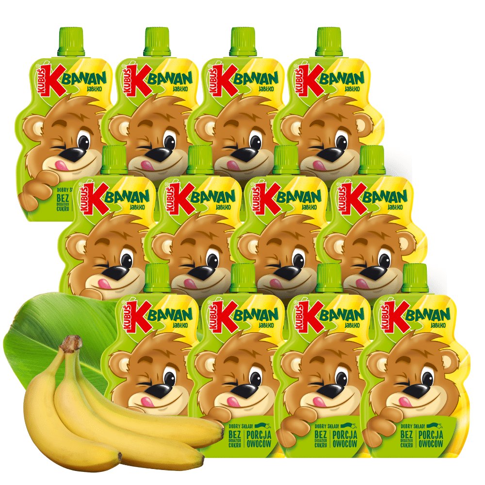 KUBUŚ Mus 100% Banan Jabłko 100 g x 12 sztuk