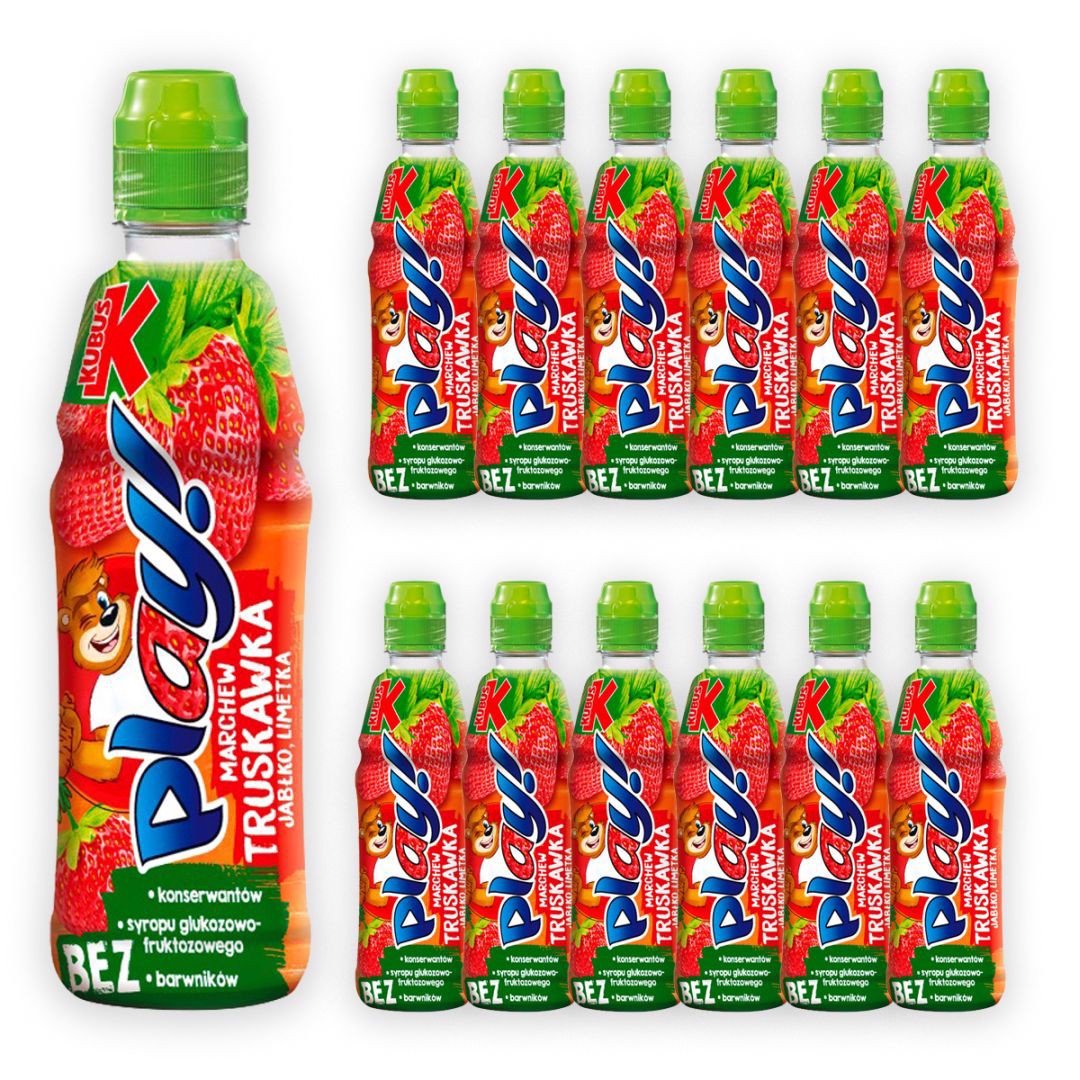 Kubuś Play! Napój marchew truskawka jabłko limetka 400 ml x12 sztuk