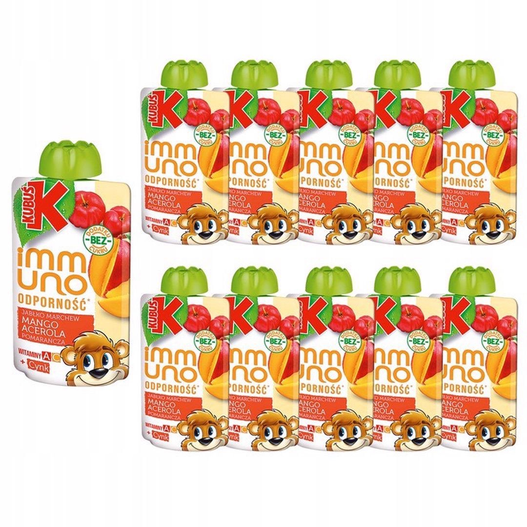 Kubuś Immuno Odporność Mus jabłko mango marchew 100 g x 10 sztuk