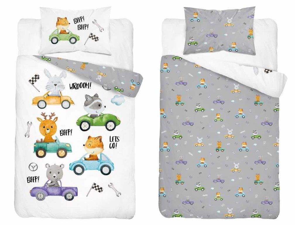 Pościel bawełniana dziecięca 90x120 5000b autka