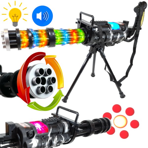 Karabin Maszynowy M134 MINIGUN Na Baterie z LED'ami i Dźwiękiem