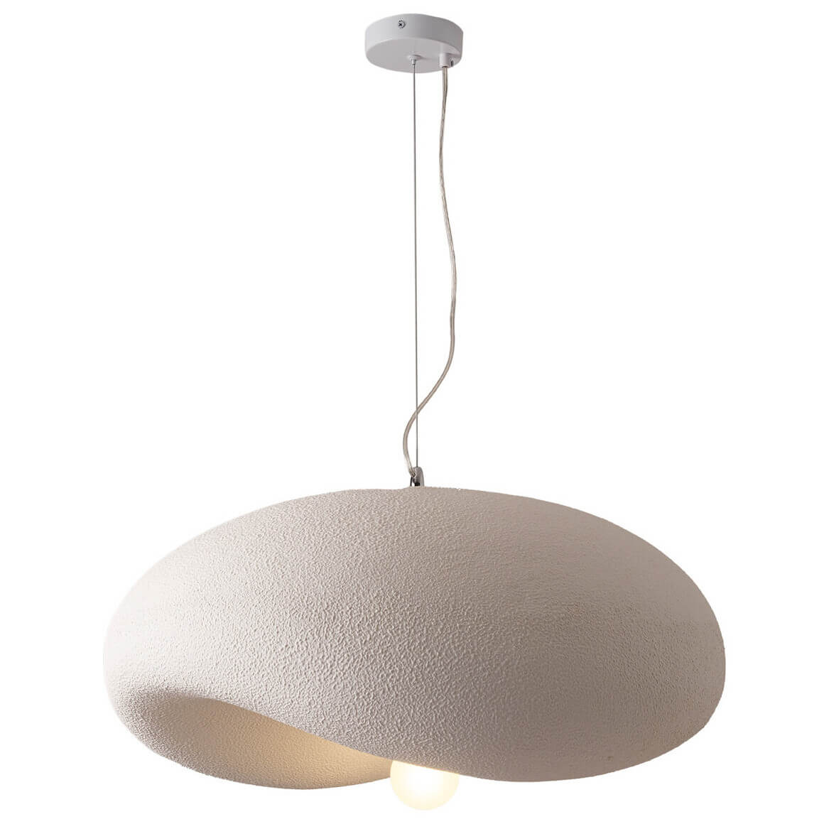 Zwisająca lampa Stone DN429-400 Step kapelusz ufo do kuchni metalowa biała