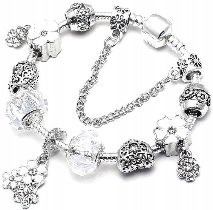 Modułowa Bransoletka Srebrna Charms Boho Serce