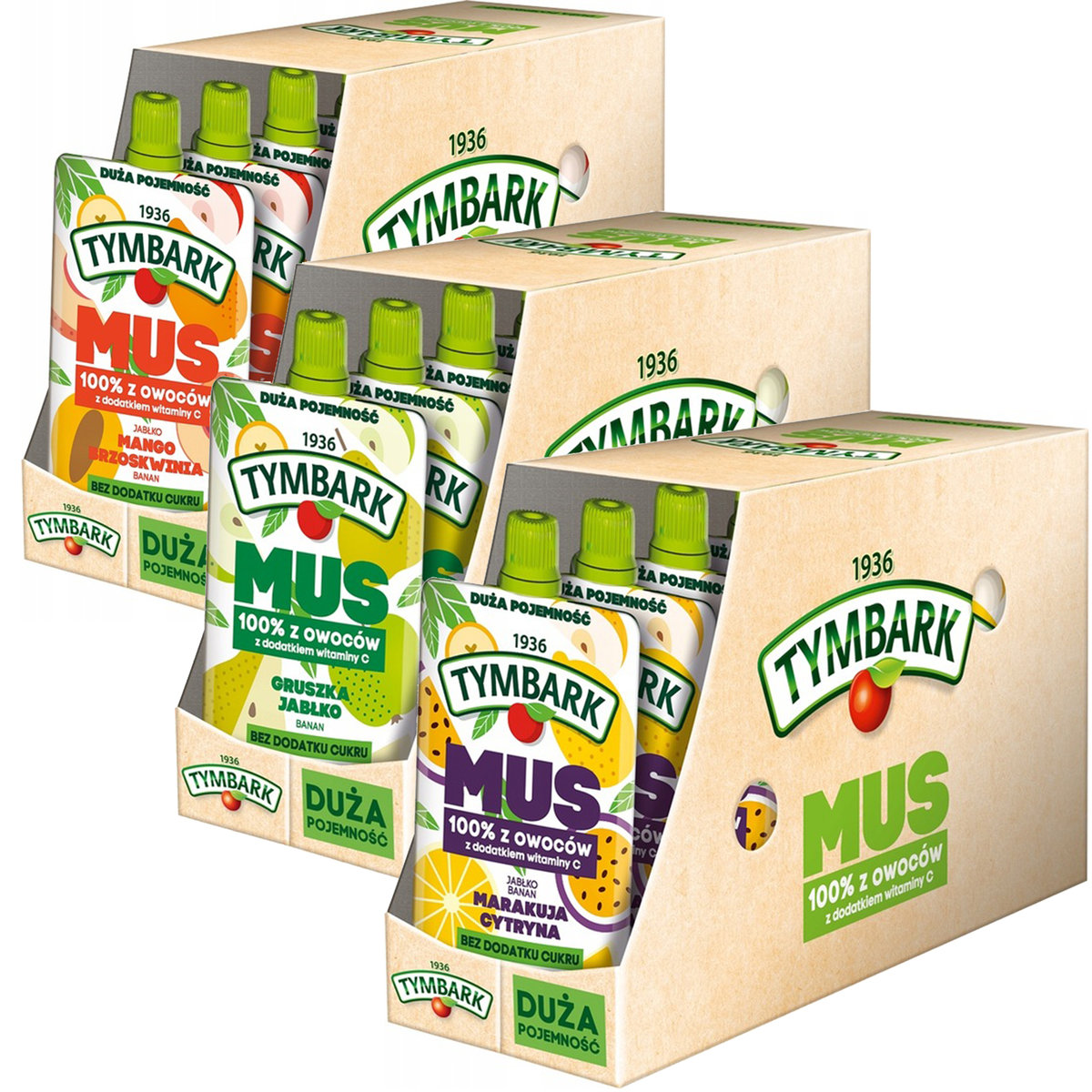 Tymbark Mus 100% z owoców Mix 3 smaków 200 g x 36 sztuk