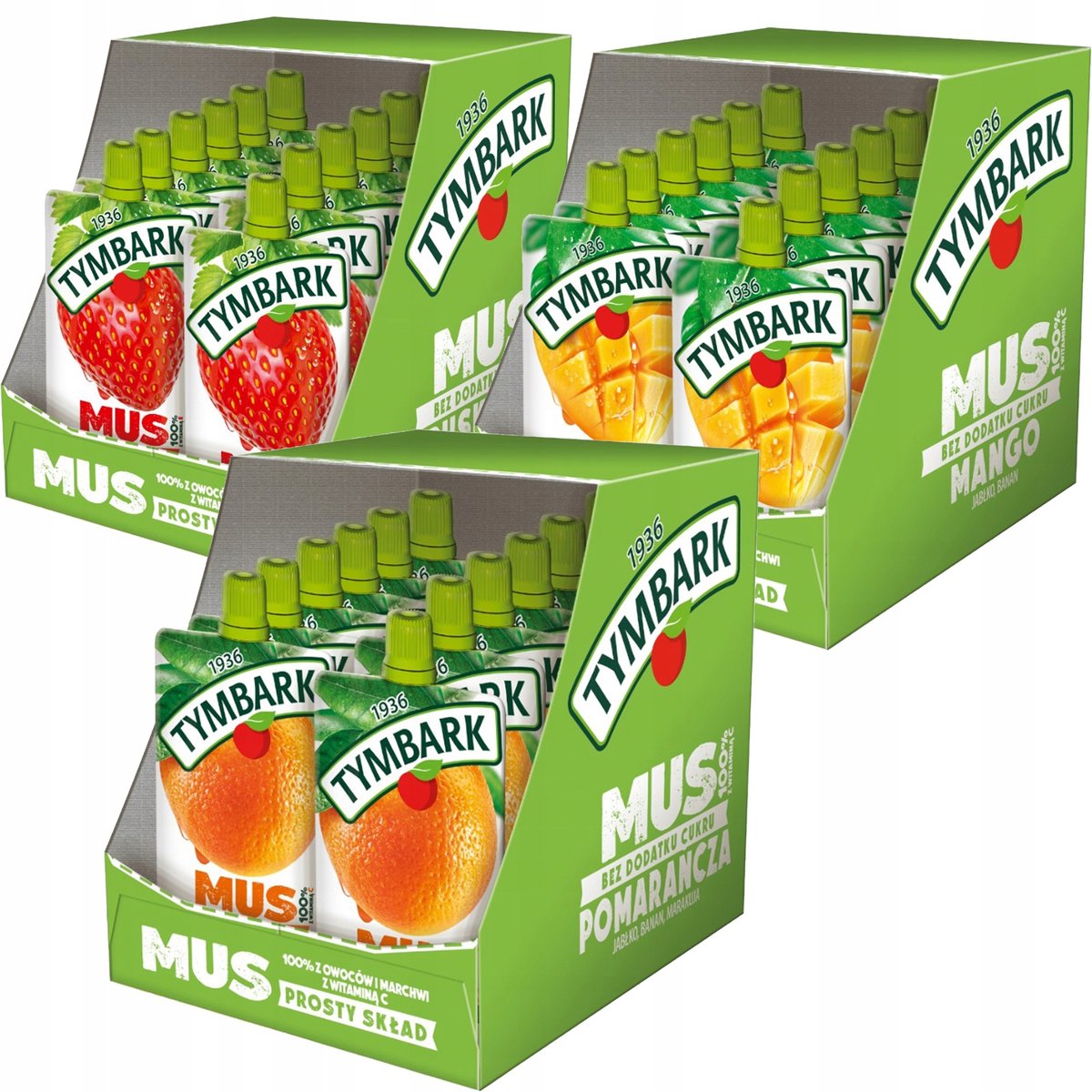 Tymbark Mus 100% z owoców ix 3 smaków 120g x 36 sztuk