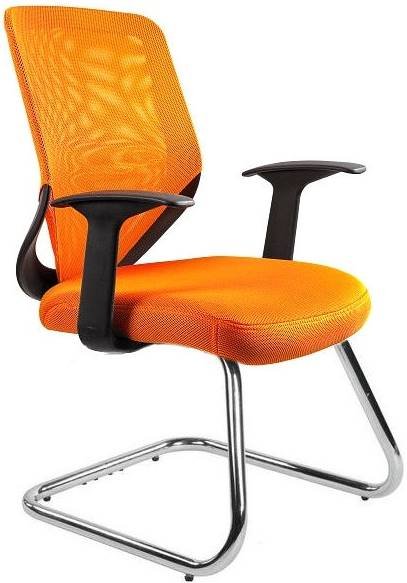 Krzesło Konferencyjne SAYAMA Pomarańczowe Biurowe Siatka na Płozach Tkanina