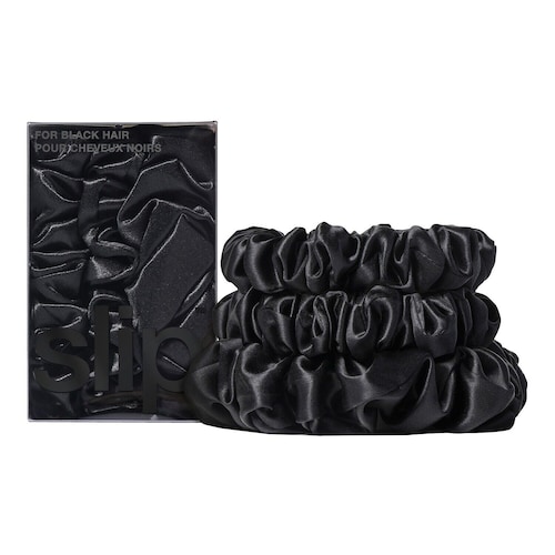 Slip - Back To Basics - Jedwabne gumki W Kolorze Czarnym - Scrunchies Midi / Large Black - Dla Kobiet