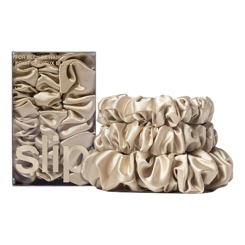 Slip - Back To Basics - Jedwabne gumki Do Włosów Blond - Scrunchies Midi / Large Blonde - Dla Kobiet