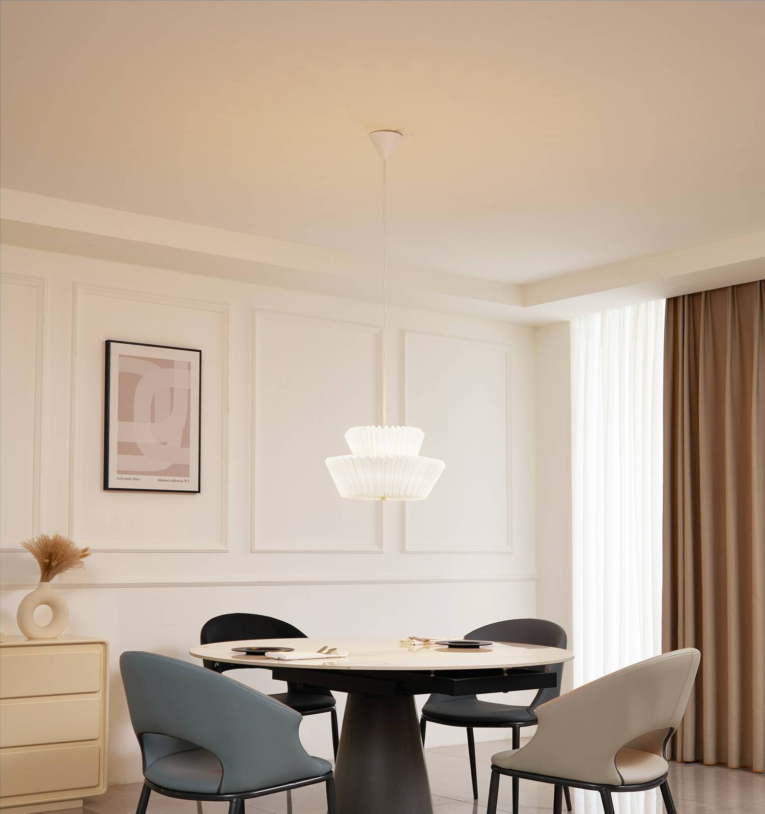 Lindby Lampa wisząca Magali, biała, papierowa, Ø 45 cm, E27