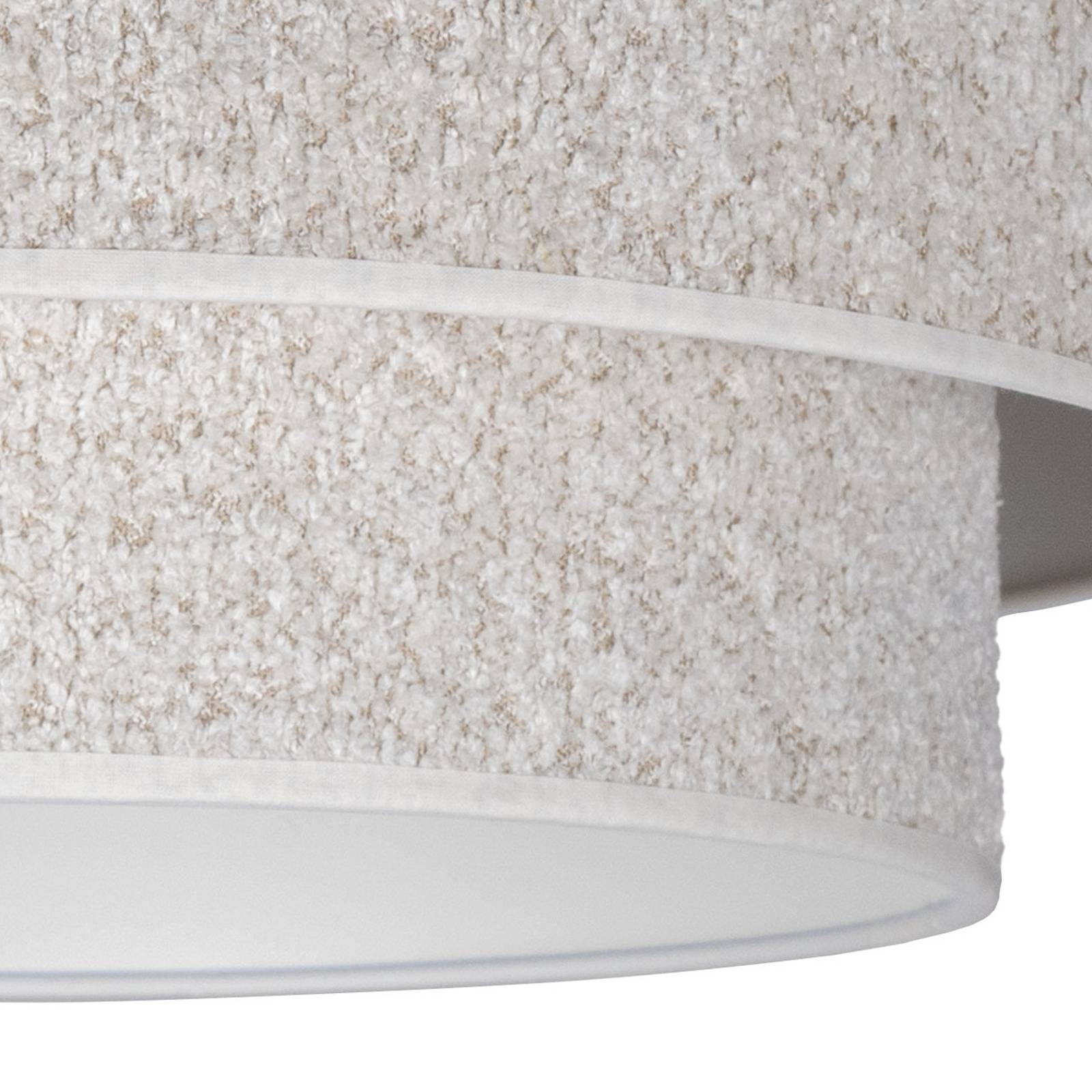 Lampa sufitowa Euluna Boucle, ecru, tekstylna, Ø 45 cm, 1-punktowa