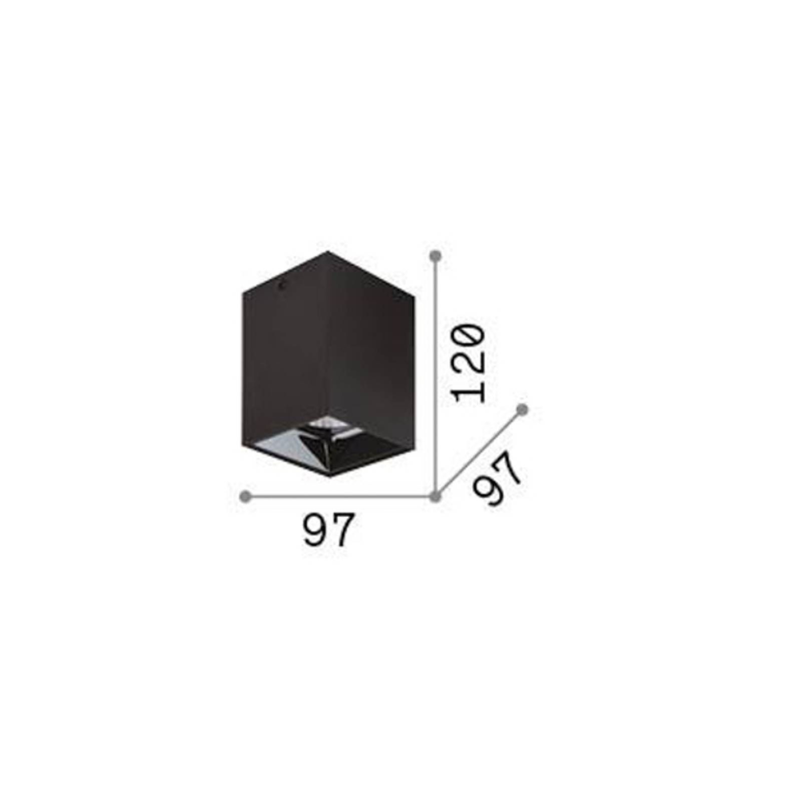 Ideallux Ideal Lux LED downlight Nitro Square, czarny, wysokość 12 cm