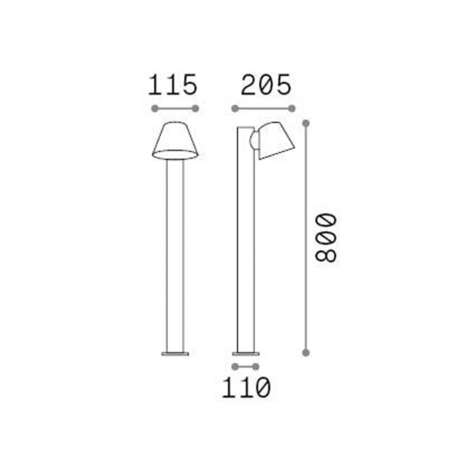 Ideallux Gazowy słupek oświetleniowy Ideal Lux, czarny, aluminium, wysokość 80 cm