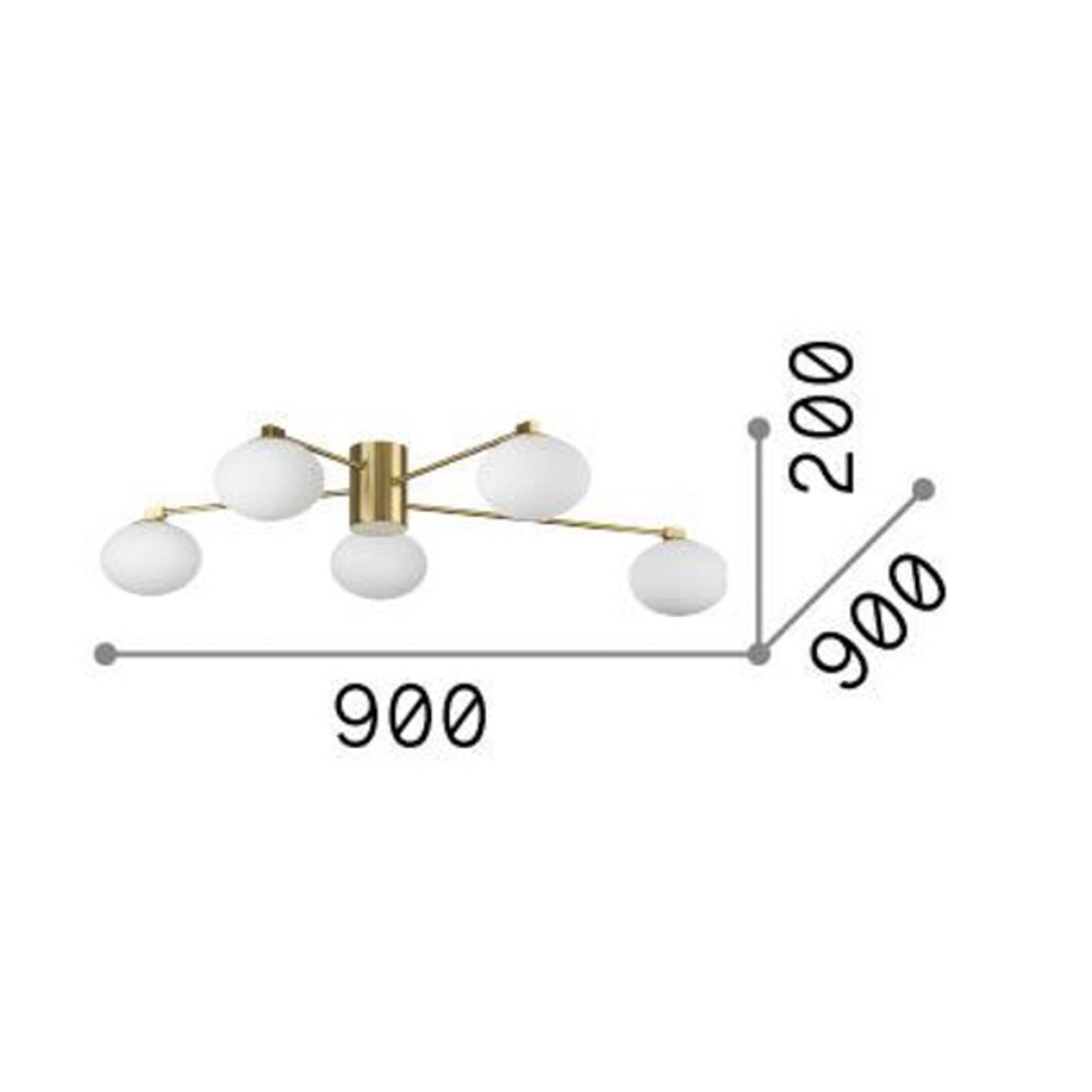 Ideallux Lampa sufitowa Ideal Lux Hermes, biały, 90 cm, 5-punktowa, szkło