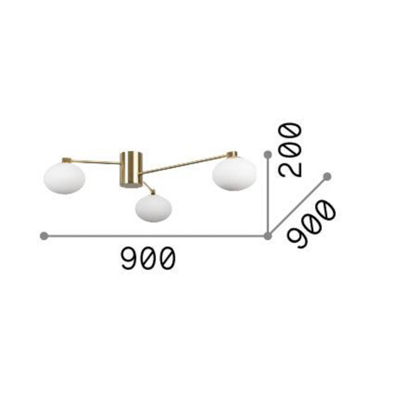 Ideallux Lampa sufitowa Ideal Lux Hermes, biały, 90 cm, 3-punktowa, szkło