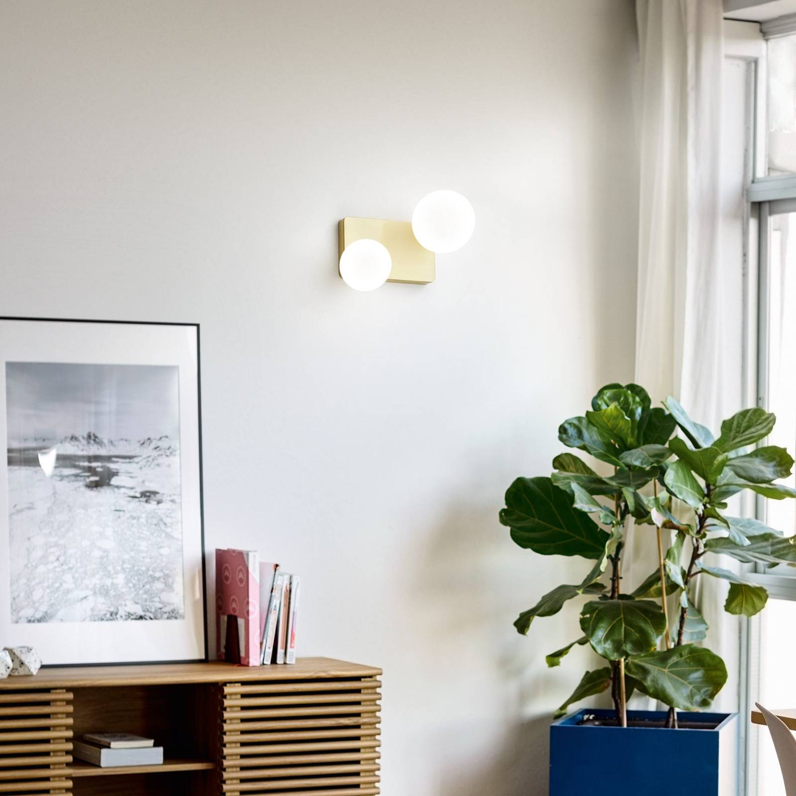 Ideallux Lampa sufitowa Ideal Lux Penta, 2-punktowa, kolor złoty, szkło opalowe
