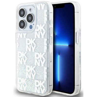 Oryginalne Etui APPLE IPHONE 15 PRO DKNY Hardcase Liquid Glitter Multilogo (DKHCP15LLCPEPT) białe